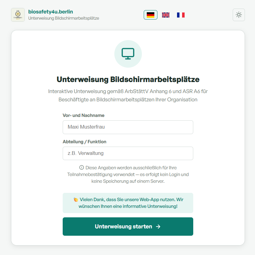 Welcome Screen der Browser App Bildschirmarbeitsplätze